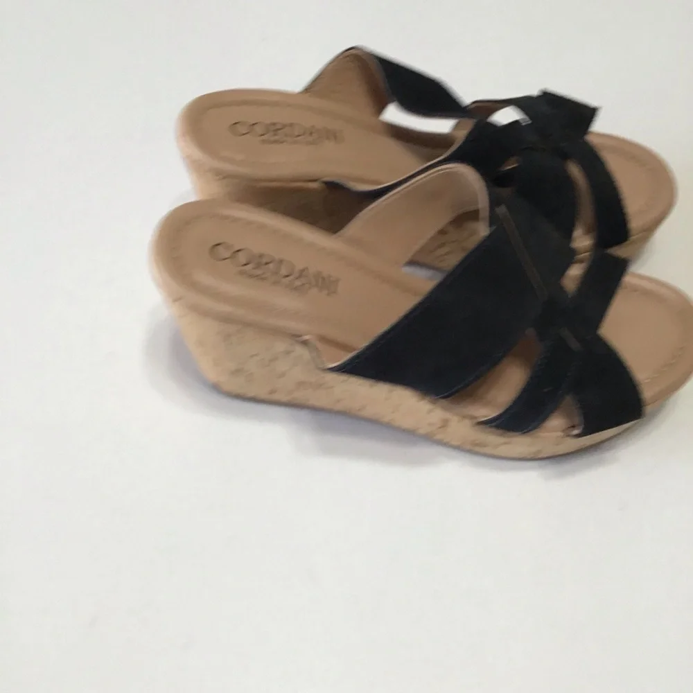 Cordani platform wedge strap black leather suede size 41 made in Italy